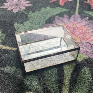 Vintage Glass Jewelry Box with Bronze Accents